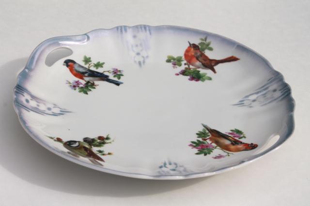 photo of English songbirds vintage china cake plate or sandwich tray, shabby cottage chic #2