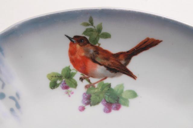 photo of English songbirds vintage china cake plate or sandwich tray, shabby cottage chic #4