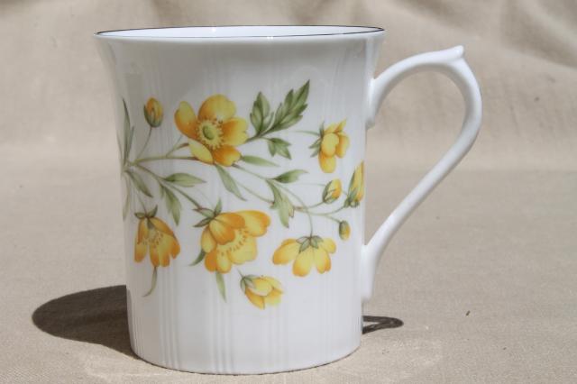 photo of English tea mugs, vintage Royal Minster fine bone china flowered coffee cups set of 6 #4