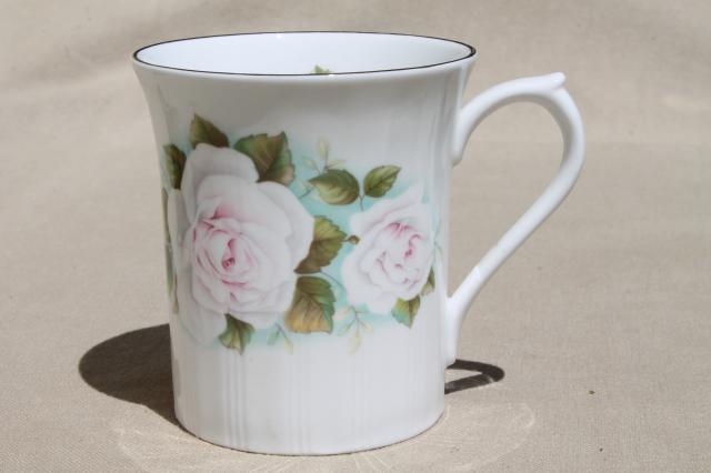 photo of English tea mugs, vintage Royal Minster fine bone china flowered coffee cups set of 6 #7