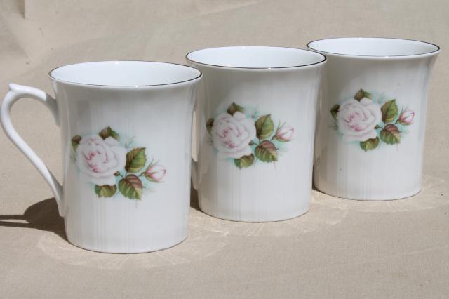 photo of English tea mugs, vintage Royal Minster fine bone china flowered coffee cups set of 6 #8