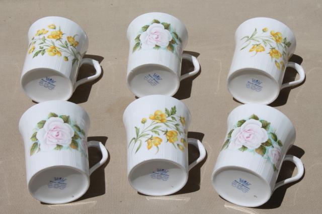 photo of English tea mugs, vintage Royal Minster fine bone china flowered coffee cups set of 6 #10