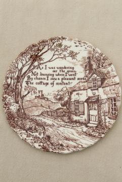 catalog photo of English thatched Cottage of Content wall hanging plate, vintage Staffordshire china