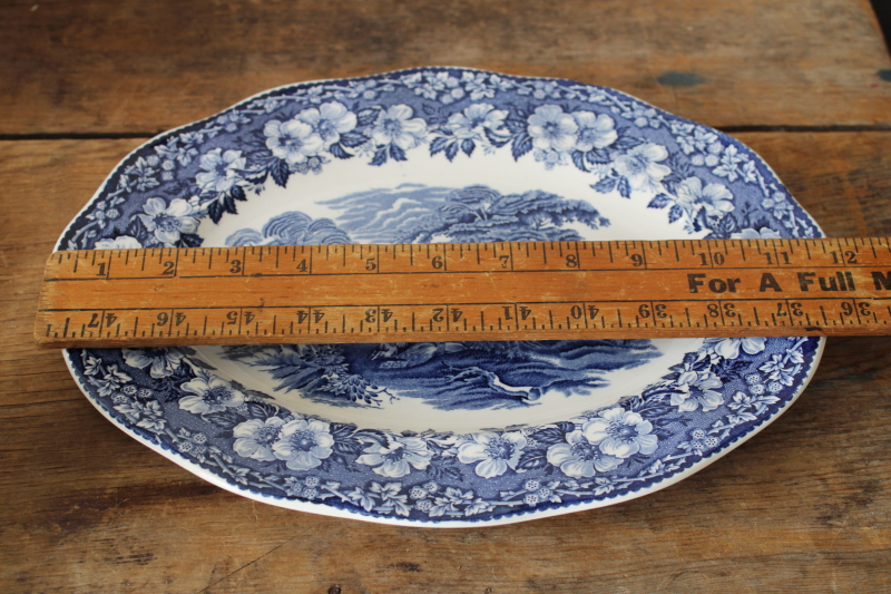 photo of Enoch Wedgwood Woodland pattern platter, vintage transferware blue & white china  #3