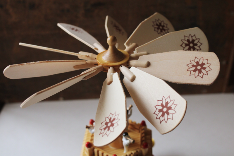 photo of Erzgebirge style German wood Christmas candle spinner carousel pyramid, new in box vintage #5