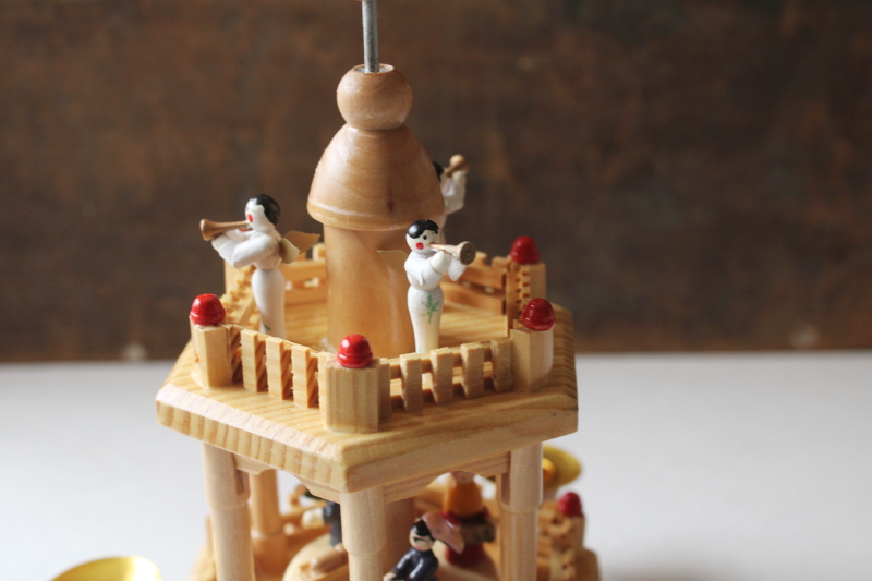 photo of Erzgebirge style German wood Christmas candle spinner carousel pyramid, new in box vintage #6