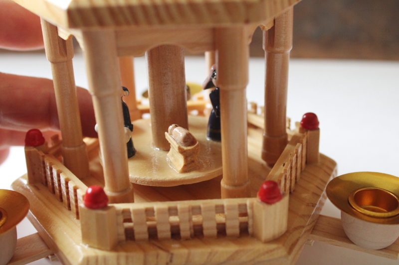 photo of Erzgebirge style German wood Christmas candle spinner carousel pyramid, new in box vintage #8