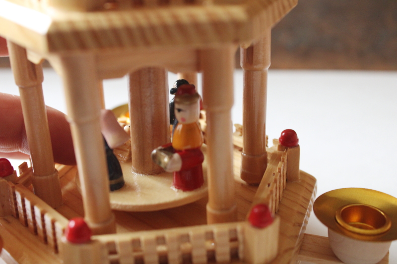photo of Erzgebirge style German wood Christmas candle spinner carousel pyramid, new in box vintage #9