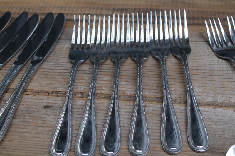 photo of Estia Pearl beaded edge pattern stainless flatware, dinner & salad forks, soup & teaspoons, knives #4