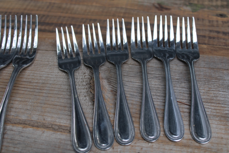 photo of Estia Pearl beaded edge pattern stainless flatware, dinner & salad forks, soup & teaspoons, knives #5