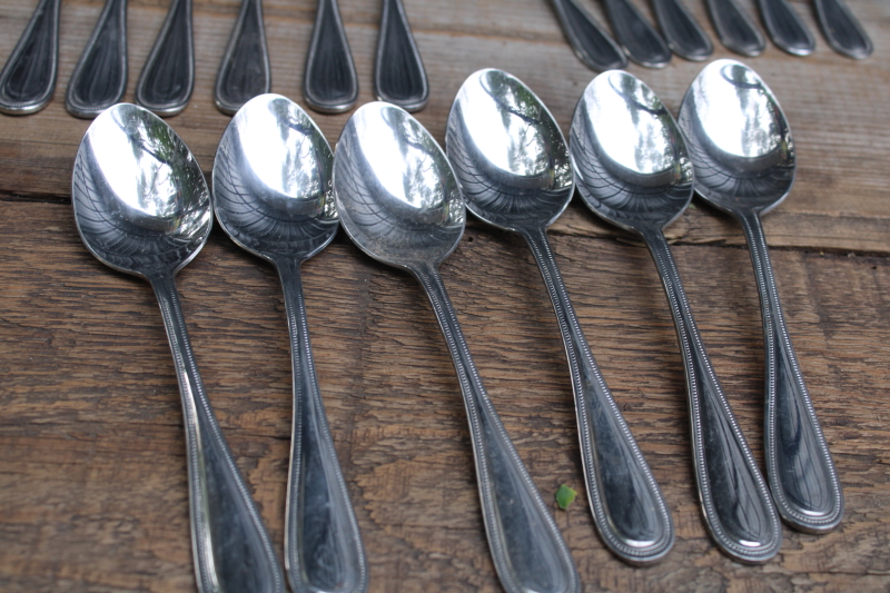 photo of Estia Pearl beaded edge pattern stainless flatware, dinner & salad forks, soup & teaspoons, knives #6