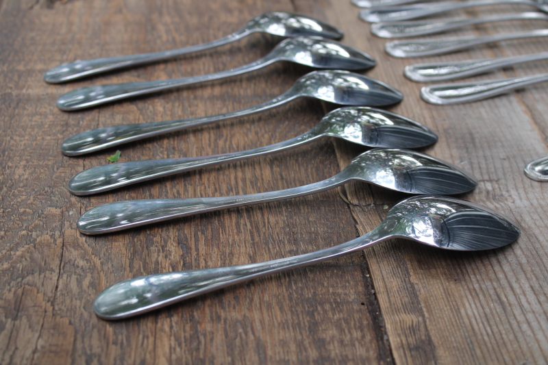 photo of Estia Pearl beaded edge pattern stainless flatware, dinner & salad forks, soup & teaspoons, knives #7