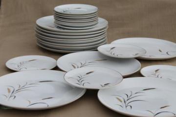 catalog photo of Eternal Harvest gold wheat dinner plates & bread plates for 12, vintage made in Japan fine china