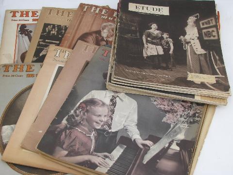 photo of Etude music magazines, lot of 20 issues, vintage 1940s & 50s #1