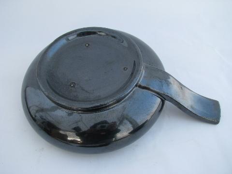 photo of Eva Zeisel vintage Red Wing Town and Country pottery, gunmetal metallic, handled bowl #3