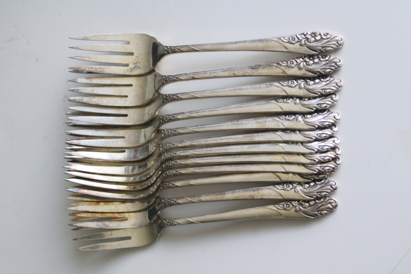 photo of Evening Star vintage 1950s Oneida Community silver plate salad forks set of 12  #1