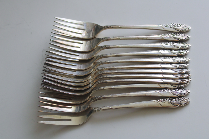 photo of Evening Star vintage 1950s Oneida Community silver plate salad forks set of 12  #2