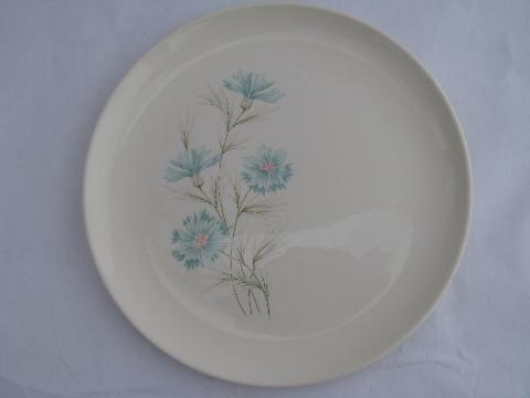 photo of Ever Yours aqua blue cornflower floral dishes for 4, 1960s vintage TS&T Boutonniere #3