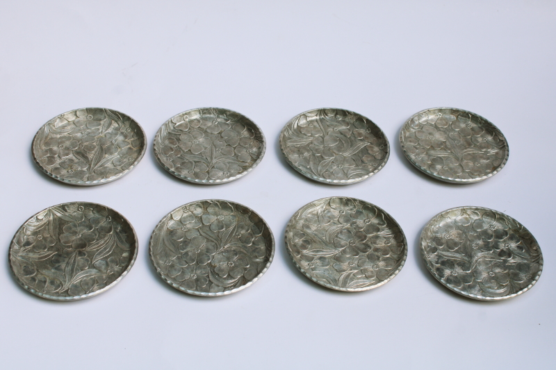 photo of Everlast forged aluminum coasters set, dogwood floral vintage wrought aluminum  #1