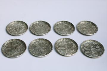 catalog photo of Everlast forged aluminum coasters set, dogwood floral vintage wrought aluminum 
