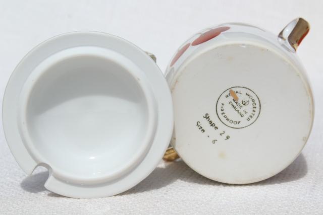 photo of Evesham Royal Worcester china jam pot, vintage fruit pattern marmalade jar w/ lid #6