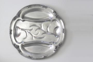 catalog photo of F B Rogers 1880s vintage silver on copper meat tray, round platter w/ drippings well