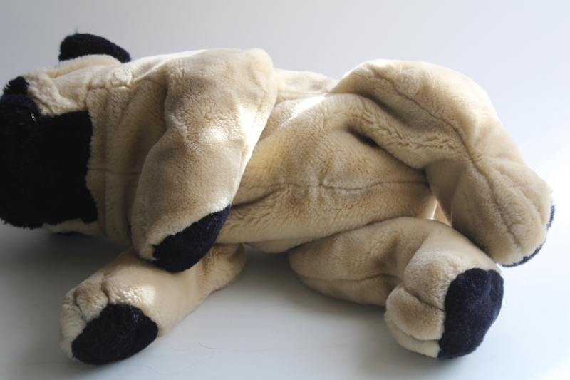photo of FAO Schwarz large plush pug dog, floppy old worn toy stuffed animal #5