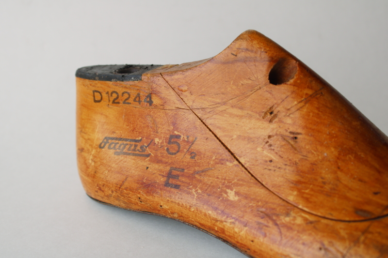 photo of Fagus wood shoe stretcher, small last vintage carved wood foot form w/ steel sole primitive decor  #2