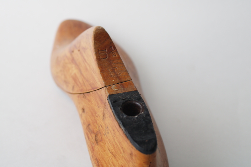 photo of Fagus wood shoe stretcher, small last vintage carved wood foot form w/ steel sole primitive decor  #3
