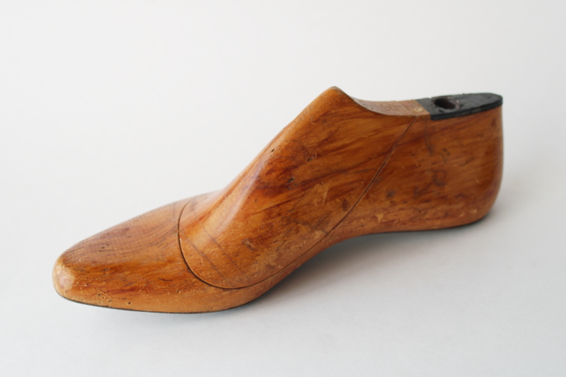 photo of Fagus wood shoe stretcher, small last vintage carved wood foot form w/ steel sole primitive decor  #4