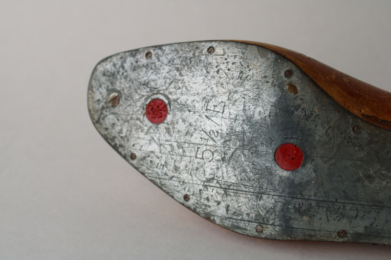 photo of Fagus wood shoe stretcher, small last vintage carved wood foot form w/ steel sole primitive decor  #5