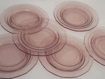 catalog photo of Fairfax Fostoria orchid purple glass plates, salad and bread plates set