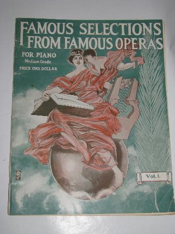 photo of Famous Selections / Songs from Operas, vintage piano music books #3