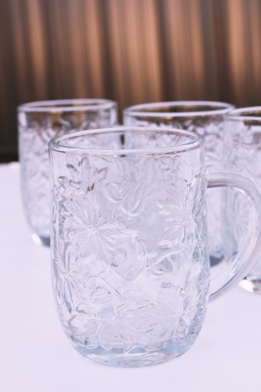 photo of Fantasia floral pattern glass mugs set of 4, Princess House crystal clear glassware #2