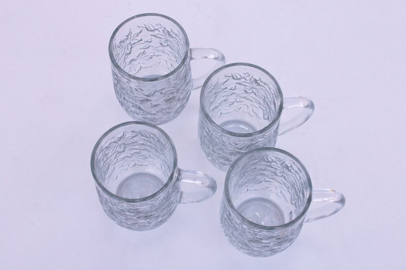 photo of Fantasia floral pattern glass mugs set of 4, Princess House crystal clear glassware #3