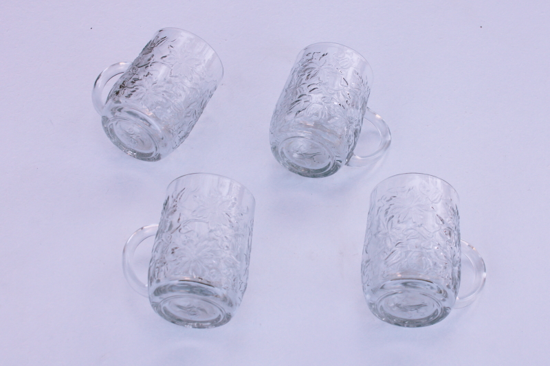 photo of Fantasia floral pattern glass mugs set of 4, Princess House crystal clear glassware #4