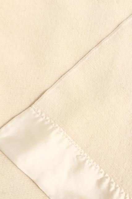 photo of Faribo wool blankets, winter white creamy ivory vintage bedding bed blanket lot #7