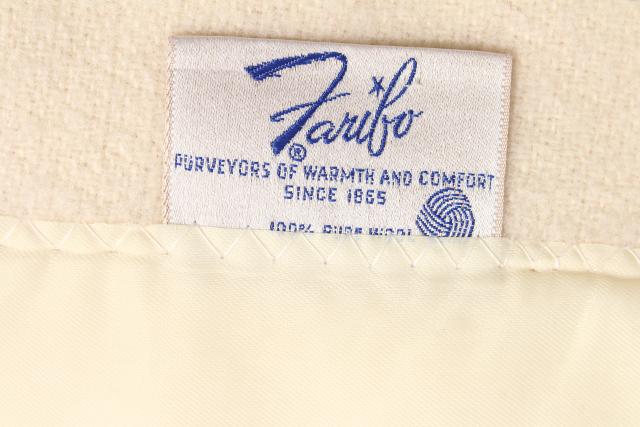 photo of Faribo wool blankets, winter white creamy ivory vintage bedding bed blanket lot #12