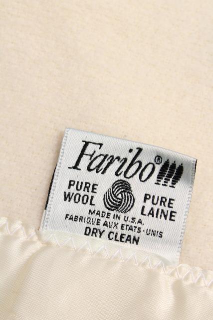 photo of Faribo wool blankets, winter white creamy ivory vintage bedding bed blanket lot #16