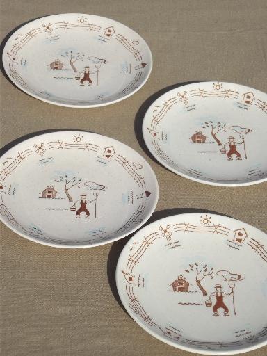 photo of Farmer in the Dell vintage Royal china bread & butter plates w/ farm scene #1