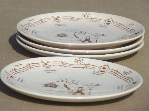 photo of Farmer in the Dell vintage Royal china bread & butter plates w/ farm scene #2