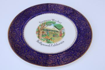 catalog photo of Farmers Market Hollywood California, mid-century vintage Views of America souvenir plate 