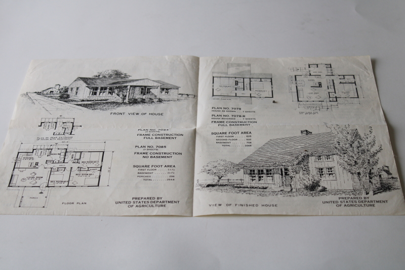 photo of Farmhouses for the North, 1950s vintage farm house design plans illustrated leaflet USDA #2