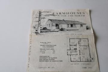 catalog photo of Farmhouses for the North, 1950s vintage farm house design plans illustrated leaflet USDA