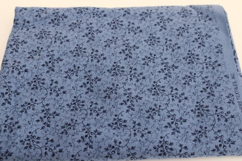 photo of Faye Burgos print cotton flannel fabric, blue berry w/ navy vintage prairie girl style #1