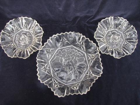 photo of Federal Pioneer fruit pattern pressed glass, vintage serving pieces lot #3