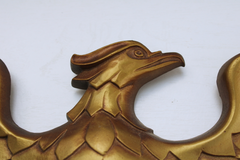 photo of Federal eagle w/ flags & shield, large cast aluminum wall hanging plaque mid century vintage Sexton metal art  #3
