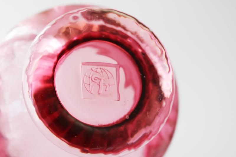 photo of Fenton International hand blown cranberry glass vase w/ original label 00s vintage #3