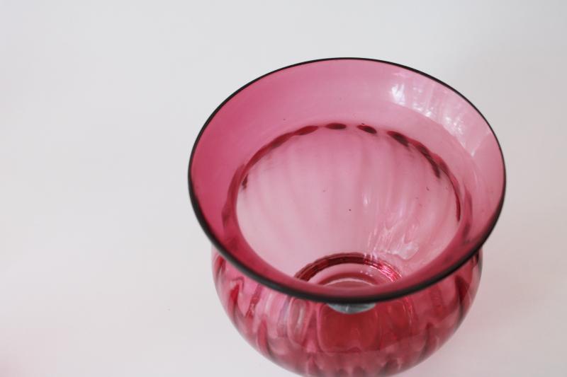 photo of Fenton International hand blown cranberry glass vase w/ original label 00s vintage #4