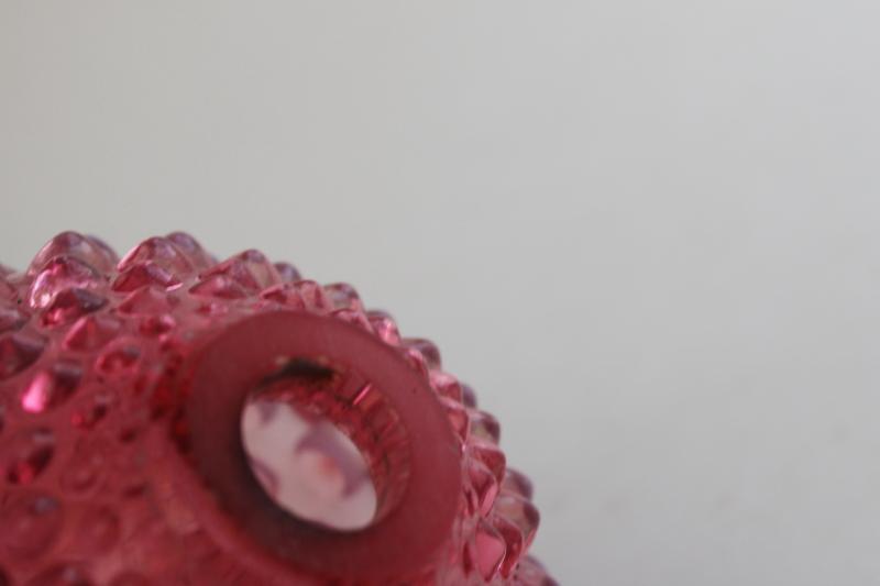 photo of Fenton cranberry opalescent hobnail glass for vintage lamp or upcycle project #2